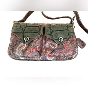 Sharif‎ Studio Crossbody Leather Fabric Purse Bag Paisley